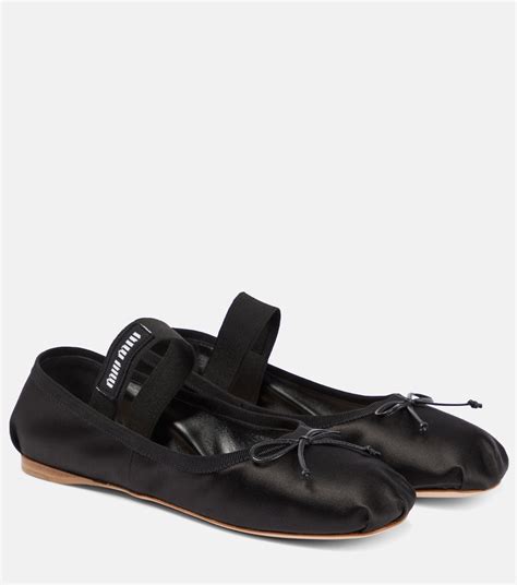 fake black silk lace up ballerina shoes|Miu Miu Ballet Flats for Women for sale .